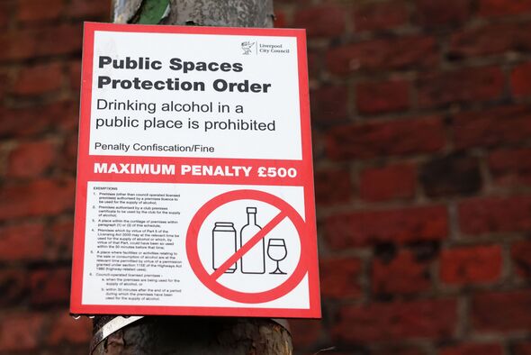 Public Spaces Protection order sign near Everton FC Bramley Moore Dock Stadium.