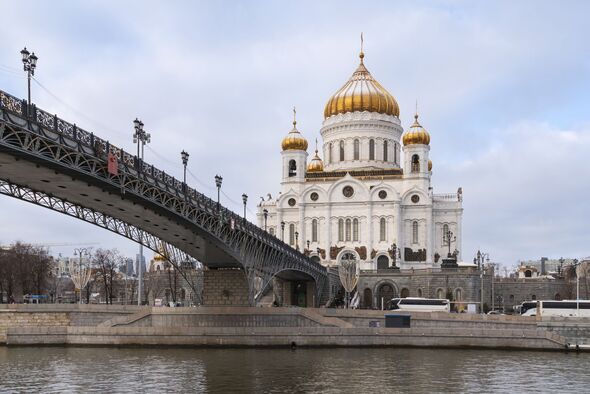Cathedral of Christ the Savior and the Patriarchal Bridge over Moskva River, Moscow, Russia
