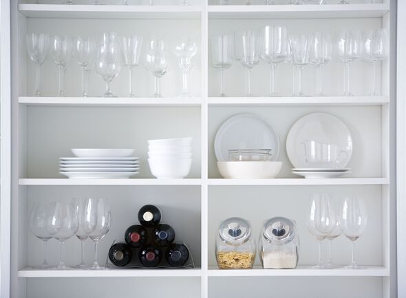 Kitchen cupboard, interior design in white color
