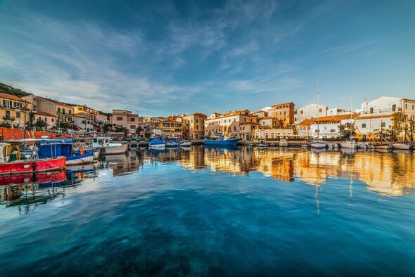 Reflections in La Maddalena harbor at sunset