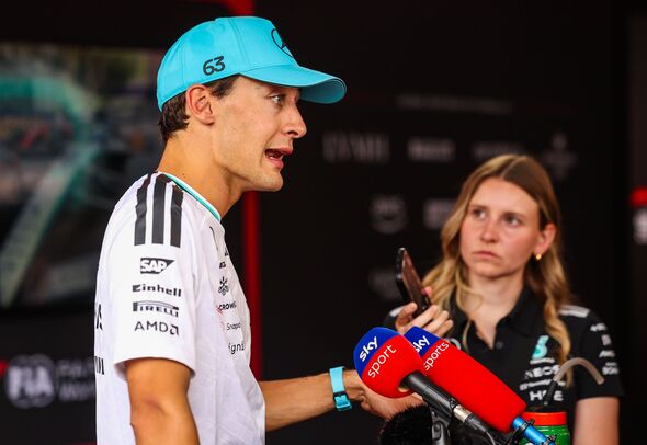 George Russell in the Monaco GP media pen