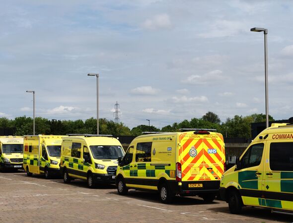 row of parked London Ambulance in Newham East London