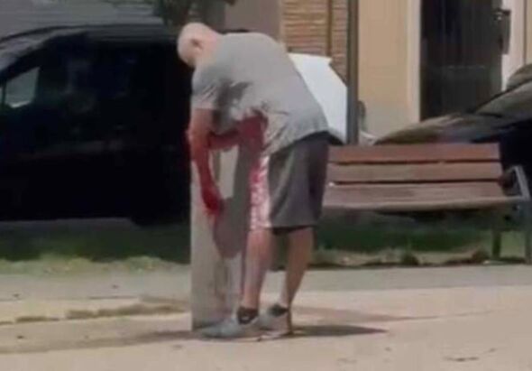 Shocking moment man washes blood off his hands after murdering ex-partner in Spain