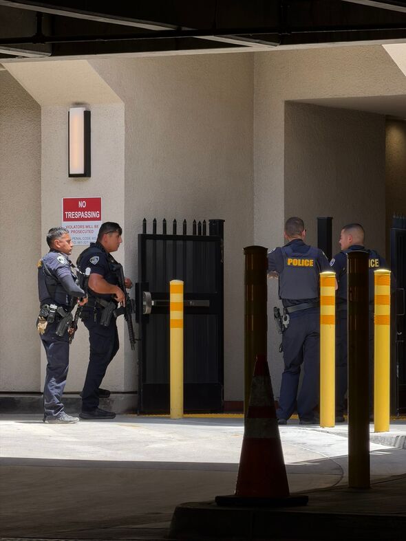 Police at the scene of as robbery in downtown Bakersfield.