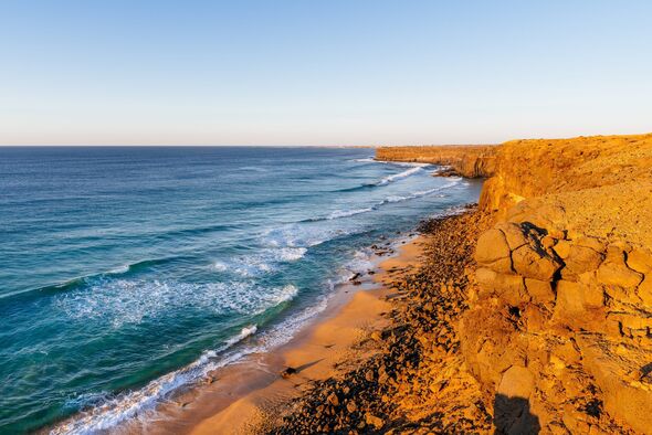 Playa del Aguila at sunset, El Cotillo, Fuerteventura, Canary Islands