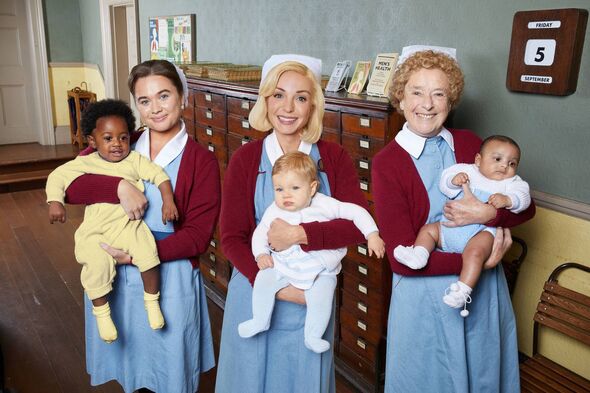 Nancy Corrigan (MEGAN CUSACK), Trixie Franklin (HELEN GEORGE), Phyllis Crane (LINDA BASSETT) in Call The Midwife