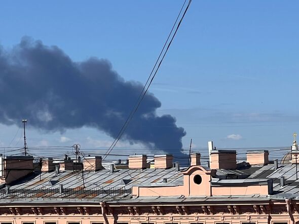 Black smoke rises following reported Ukrainian UAV attack in St. Petersburg