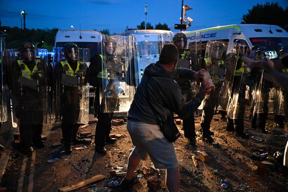 Protestors clash with riot police in Southampton