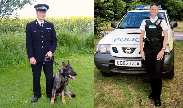 Mr and Mrs Hutley in uniform in separate photos