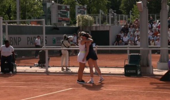 Hug at the net.