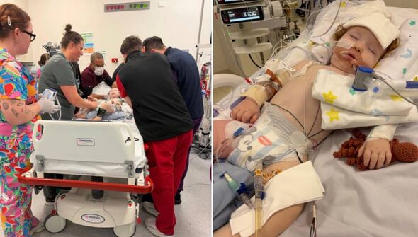 Parents Katie and Chris are going through hell as their 14-month-old son Dustin fights for life in hospital