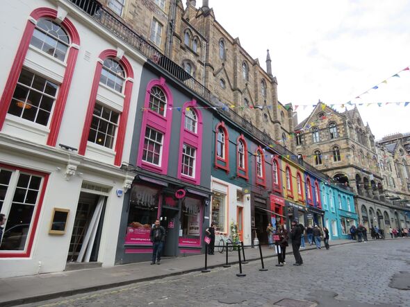 Victoria Street in Edinburgh Old Town, Scotland