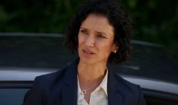 A woman looks concerned