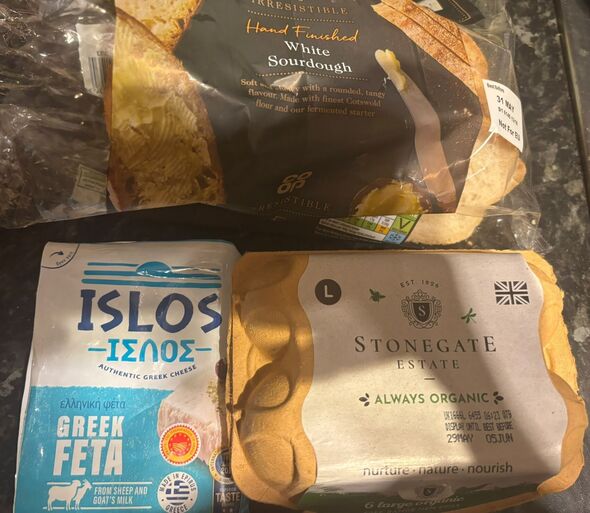 Ingredients for feta fried eggs
