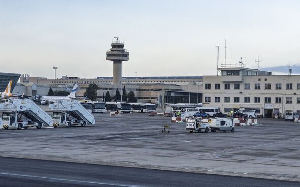 Exterior of the terminal and control tower at Palma de Mallorca Airport. Spain.
