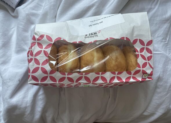 Asda donuts on a white bedhseet