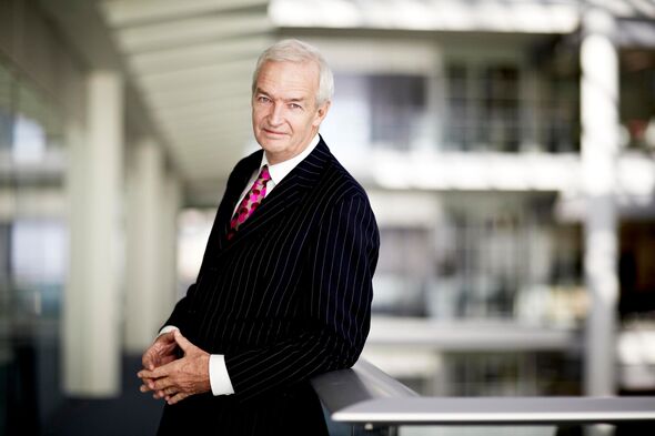 Jon Snow poses beside balcony inside Channel 4