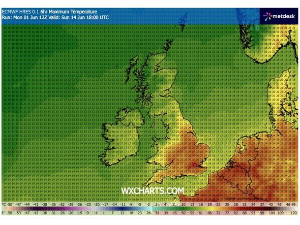 Hot weather maps June 14