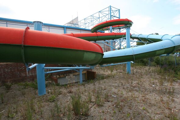 Tubes outside of the Sedgemoor Splash building for the slides