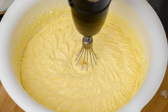 Ice cream mixture being whisked