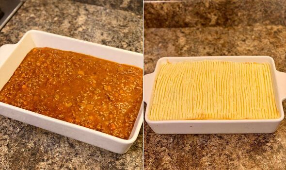Assembling cottage pie